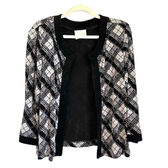 Joseph Ribkoff Sweaters - Joseph Ribkoff Couture soft jacket / light cardigan in grey and black pattern